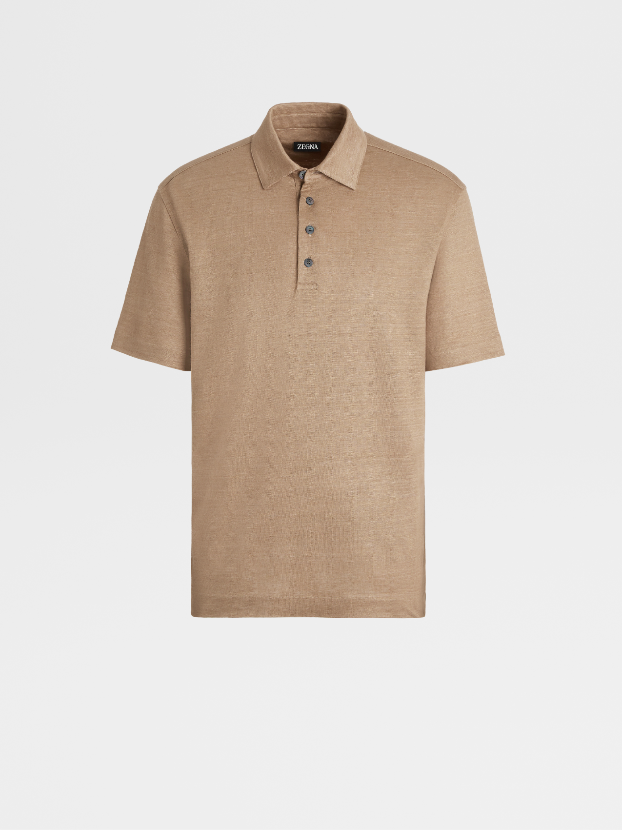 驼色纯亚麻短袖 Polo 衫